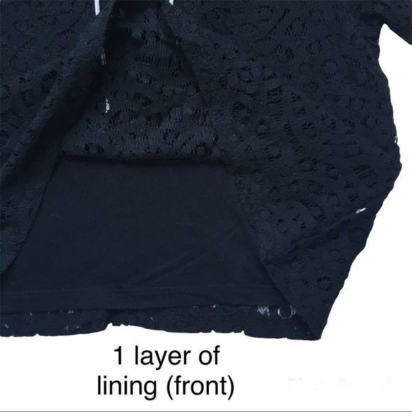 Zara M black lace long sleeve crop top white bow tie lacy shirt blouse witchy​ - Picture 12 of 15